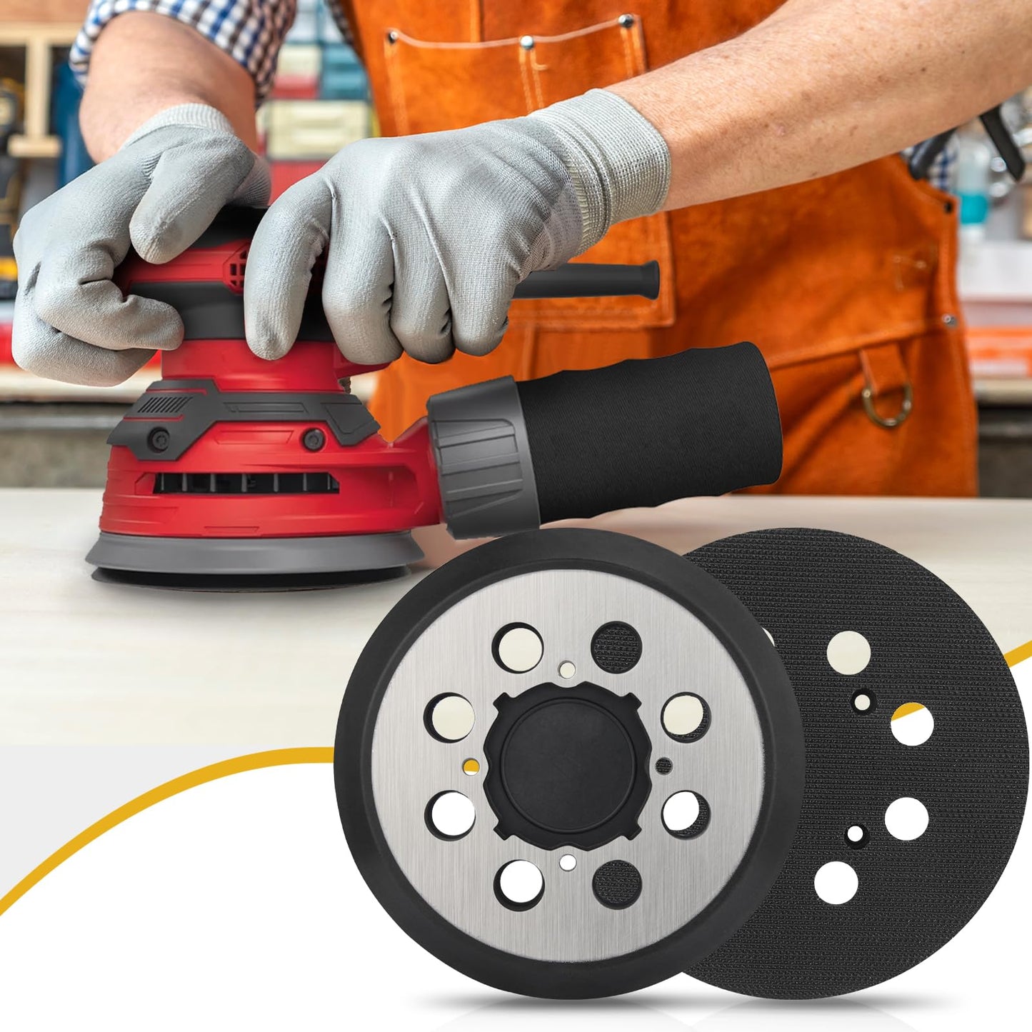Gnellkoor Sander Pads Replacement for Craftsman, 2 Pack 5 inch 8 Hole Hook & Loop Orbital Sanding Metal Pads Compatible with Craftsman CMCW220B CMEW231 Random Orbital Sander