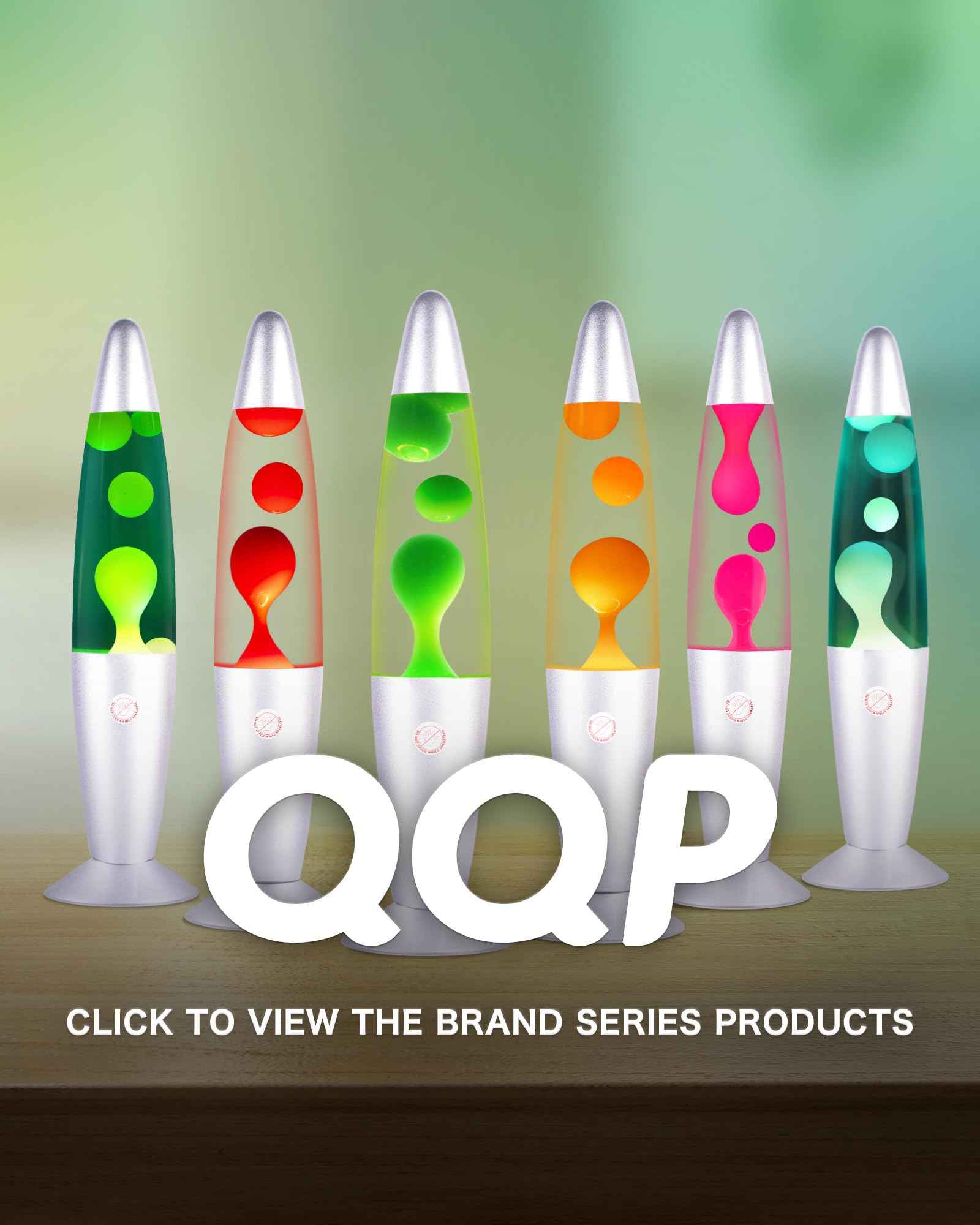 QQP Green Magma Liquid Motion Lamp,Sliver Base,Nightlight Light for Adults Teens Kids,Classic Decor Lamp for Office Bedroom and Living Room，13 Inches