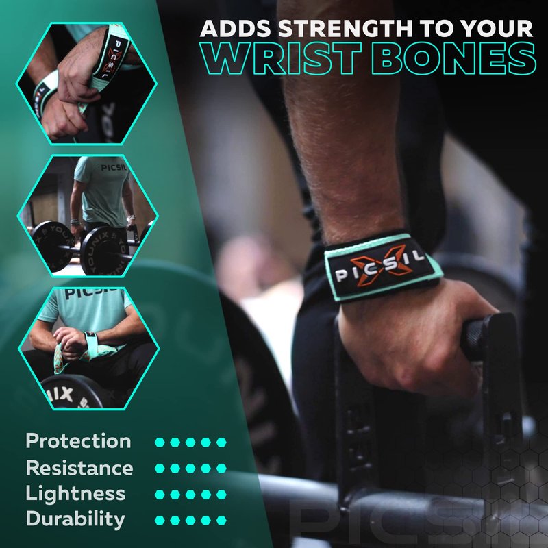 PICSIL - Weight Lifting Straps | Padded Wrist Support & Grips for Powerlifting | Ideal for Gym, Cross Training & Fitness with Hooks | Enhances Grip & Stability | Versatile for Deadlifts | Black