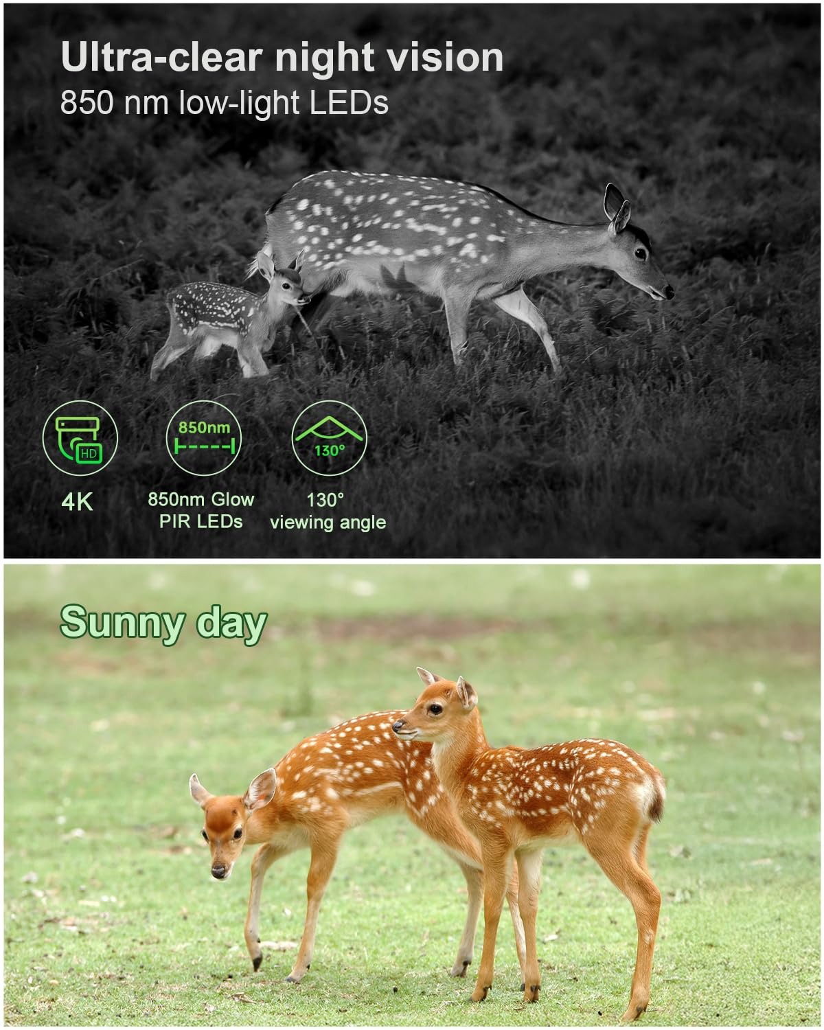 KJK Trail Camera WiFi 4K 84MP with 64GB Memory Card, Game Camera with Night Vision, 0.1s Trigger Motion Activated, IP67 Waterproof 130°Wide-Angle 42pcs No Glow Infrared LEDs for Wildlife Monitoring