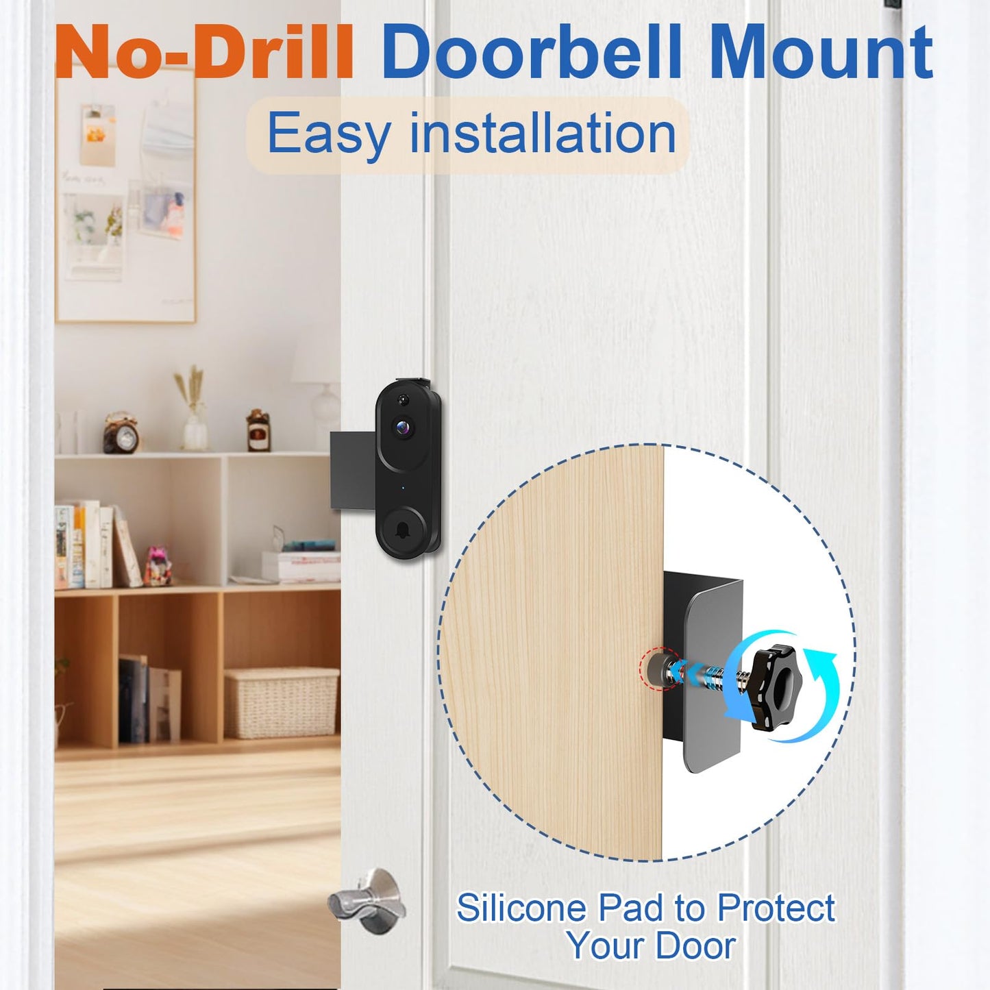 Anti-Theft Doorbell Mount No Drill Compatible with Orbitell Video Doorbell, Adjustable Mounting Bracket Holder Accessories for Apartment Rentals, Enhanced Protection Doorbell Mount Bracket