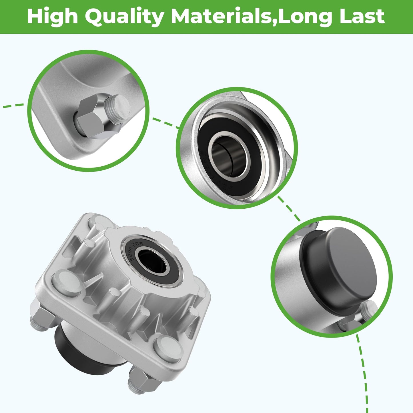 10L0L Golf Cart Front Wheel Hub Assembly for Club Car DS & Precedent 2003 up/Tempo 2018 up, OEM# 102357701 with Hub Bearing/Oil Seal/Dust Covers (2 Packs)