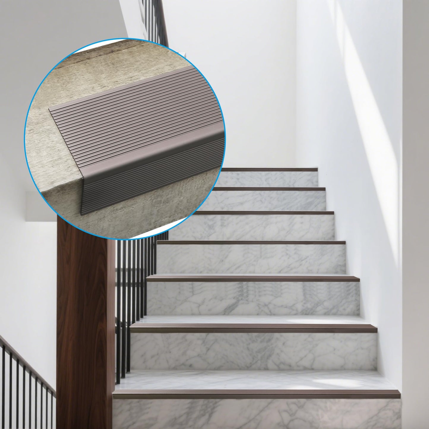 Baudelun 10 Pack Stair and Window Sill Nosing Protectors Aluminum Tread Plate,Stair Edge Protector,48" Long,Brown