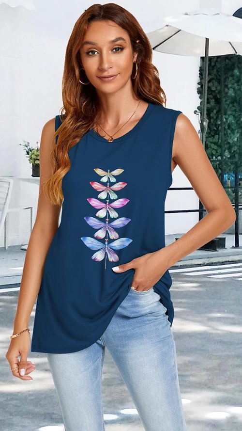 JOELLYUS Women's Casual Tank Tops - Sleeveless Crew Neck Tunic Shirt for Summer | Loose Fit