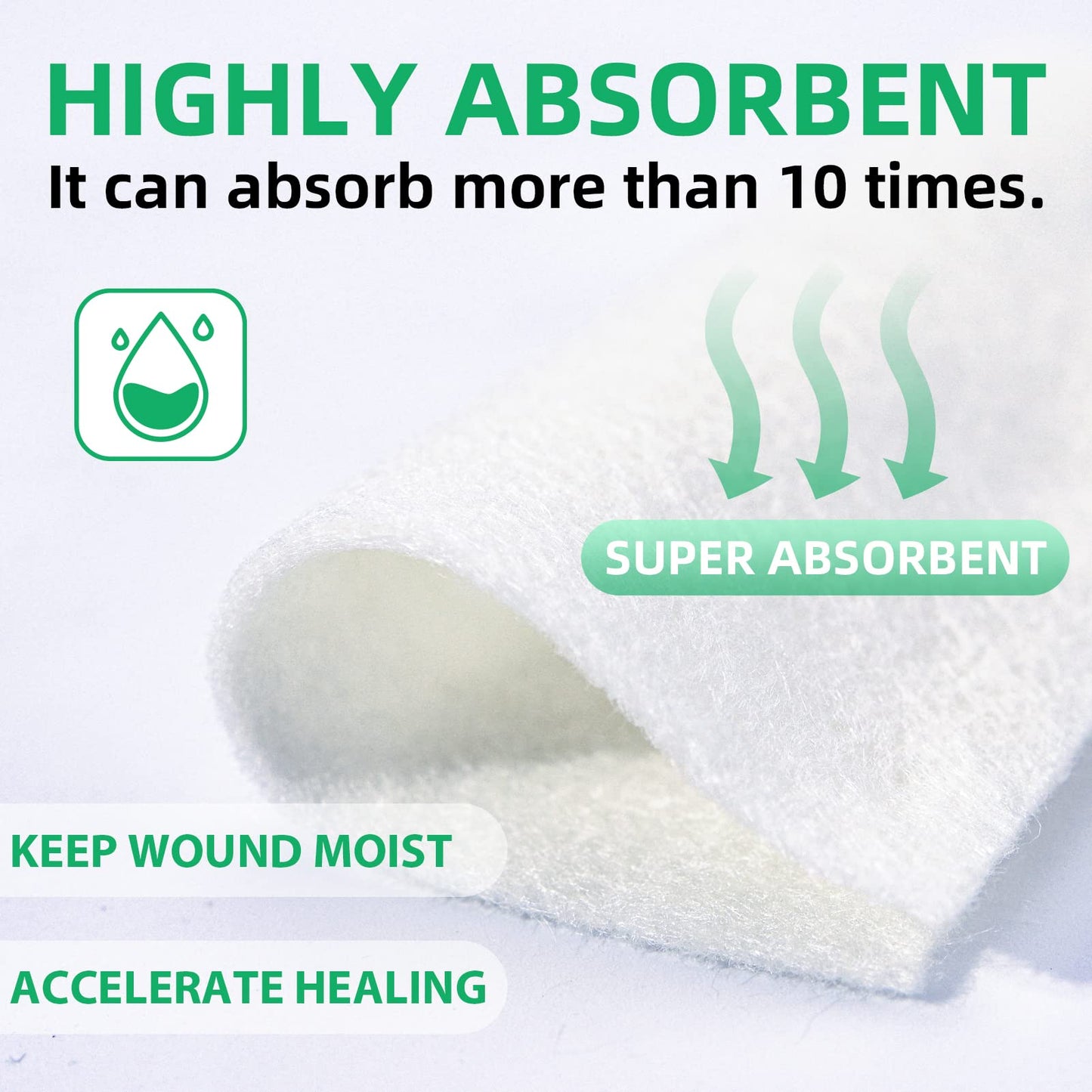 Polynew Calcium Alginate Wound Dressing, 4'' x 4''-12 Pcs/Box Soft and Highly Absorbent Pads, Home Health Care, Medical Supplies for Wound Care
