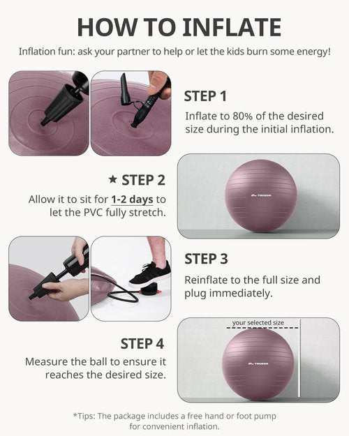 Trideer Exercise Ball Yoga Ball – Office Seating & Balance Ball Chair, Stability Ball for Pilates, Physical Therapy,Core Training & Balance Improvement & Stretching