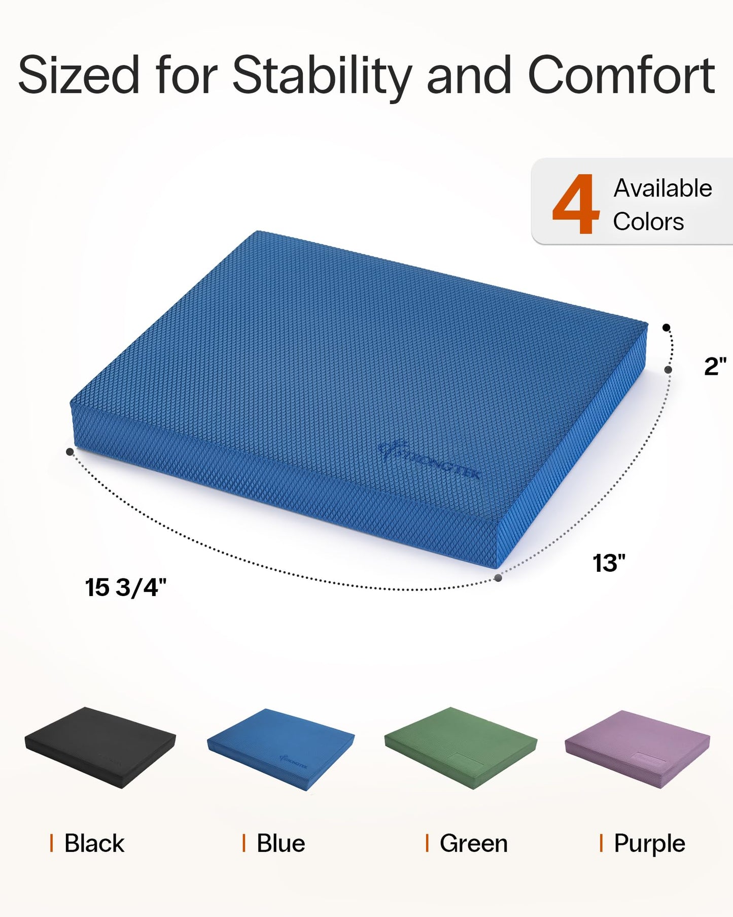 StrongTek Professional Foam Exercise Balance Pad - 15.8" x 13" x 2", High-Density TPE Foam Knee Pad, Non-Slip & Water-Resistant, for Balance Training, Physical Therapy, Yoga, and More (Blue)