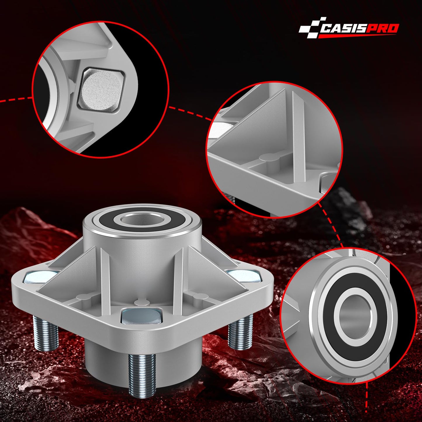 CASISPRO Golf Cart Front Wheel Hub Assembly for Club Car DS & Precedent 2003-Up, Club Car Front Wheel Bearing Hubs with Dust Cover, OEM# 102357701, 2PCS