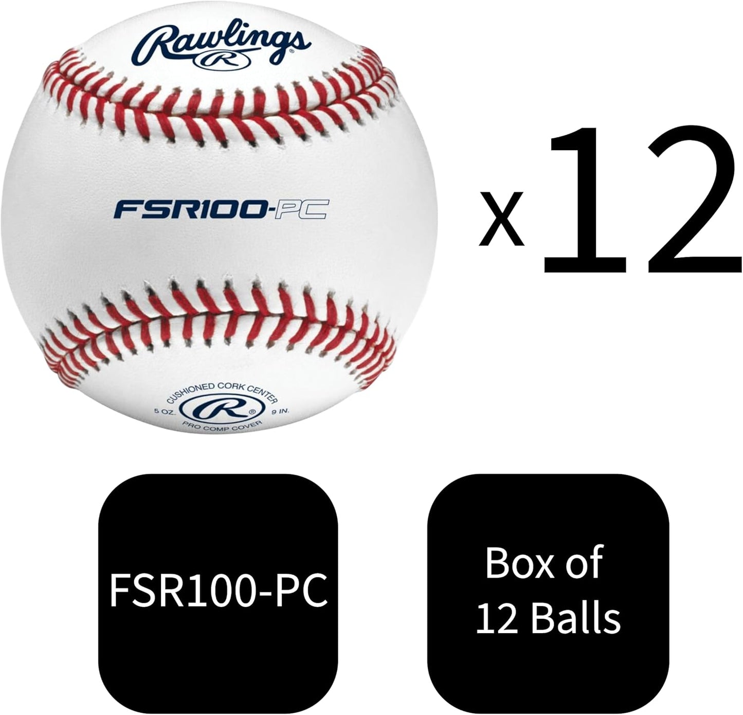 Rawlings Pro Comp Practice Baseballs - Collegiate & High School | Flat & Raised Seam Options | 12 Count