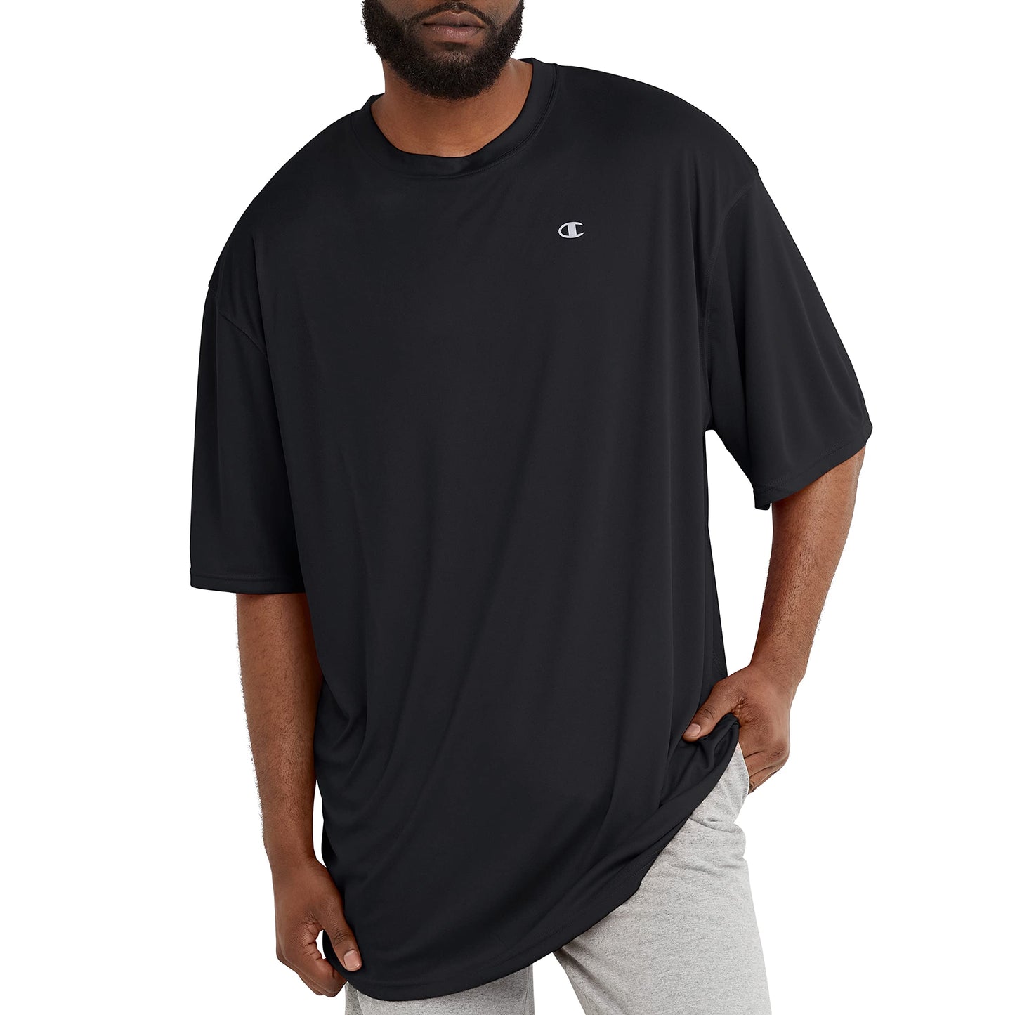 Champion Men’s Athletic T-Shirt – Lightweight, Moisture-Wicking, Anti-Odor, Inclusive Fit (S–4XL), Black, X-Large