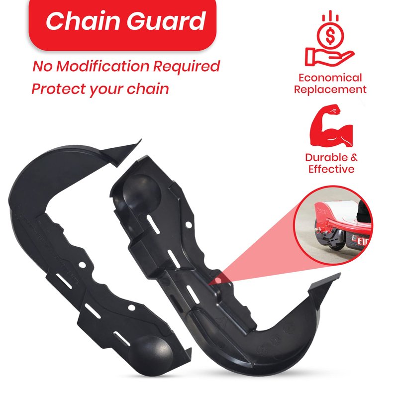 AlveyTech Chain Guard - Fits The Razor E100/E125 (Versions 33+), E100 Glow (Versions 1-46+), E150 (Versions 18+), E175 (Versions 26+), and eSpark, Electric Scooter Plastic Protector Guide Cover