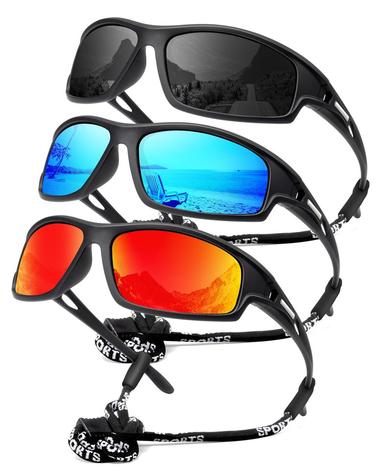 NSSIW Polarized Sunglasses-for-Men-Women Sports Mens-Sunglasses: Wrap Around Sun Glasses UV400 Running Fishing Golf 3 Packs