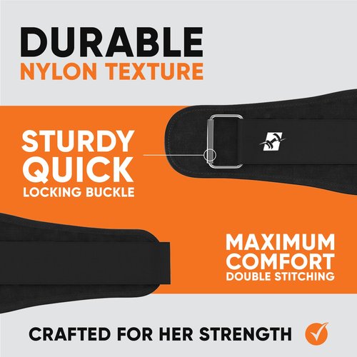Lifting Belt for Women - Support for Ladies Fitness, Squat, Deadlift, Heavy Duty Cross Training, Gym Powerlifting Workout (Black/White, Small)