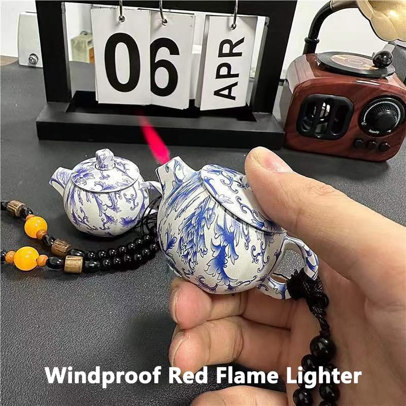 Jet Torch Lighter, Cool Windproof Novelty Lighters, Adjustable Red Flame Lighter Refillable Butane Lighters for Collection Desktop Decorative Gift Present (Without Gas) (Purple)