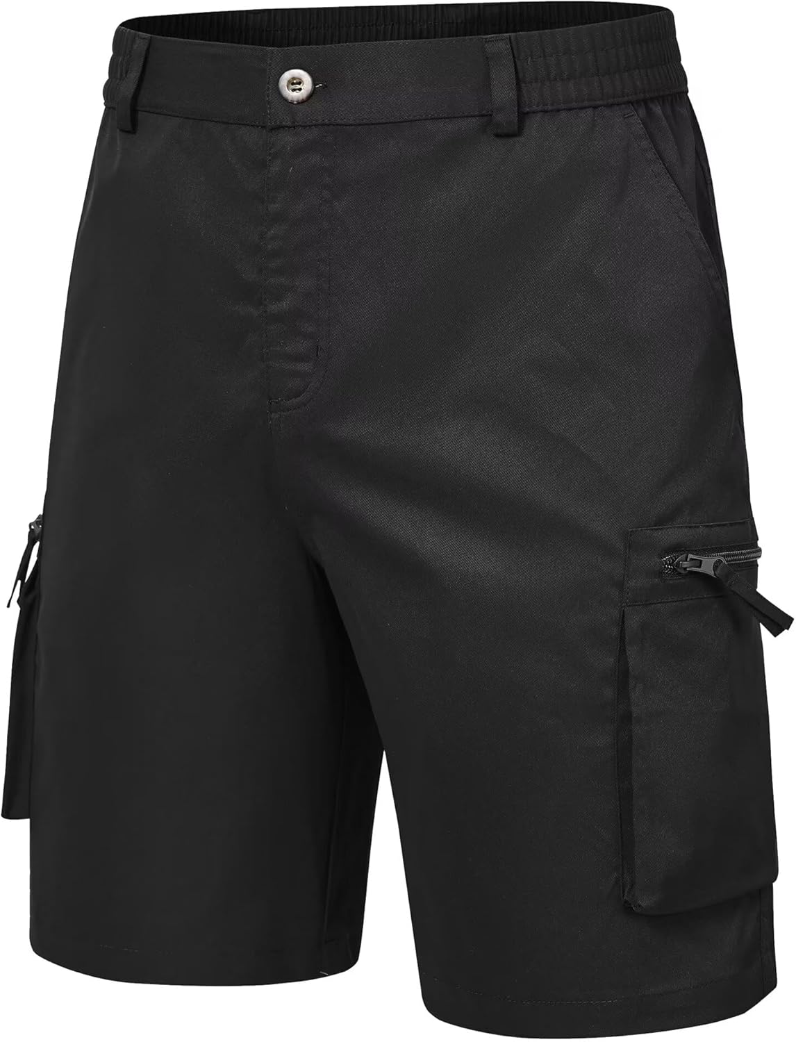 QPNGRP Men's Cargo Shorts - 9" Inseam Stretch Waist with 6 Pockets for Ultimate Comfort