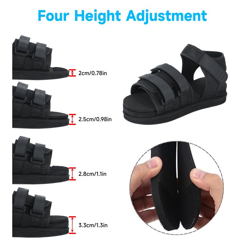 Pryqutia Shoe Leveler Shoe Balancer for Use with Fracture Boots and Uneven Legs, Shoe Lift with Adjustable Height Left or Right Foot (Small)