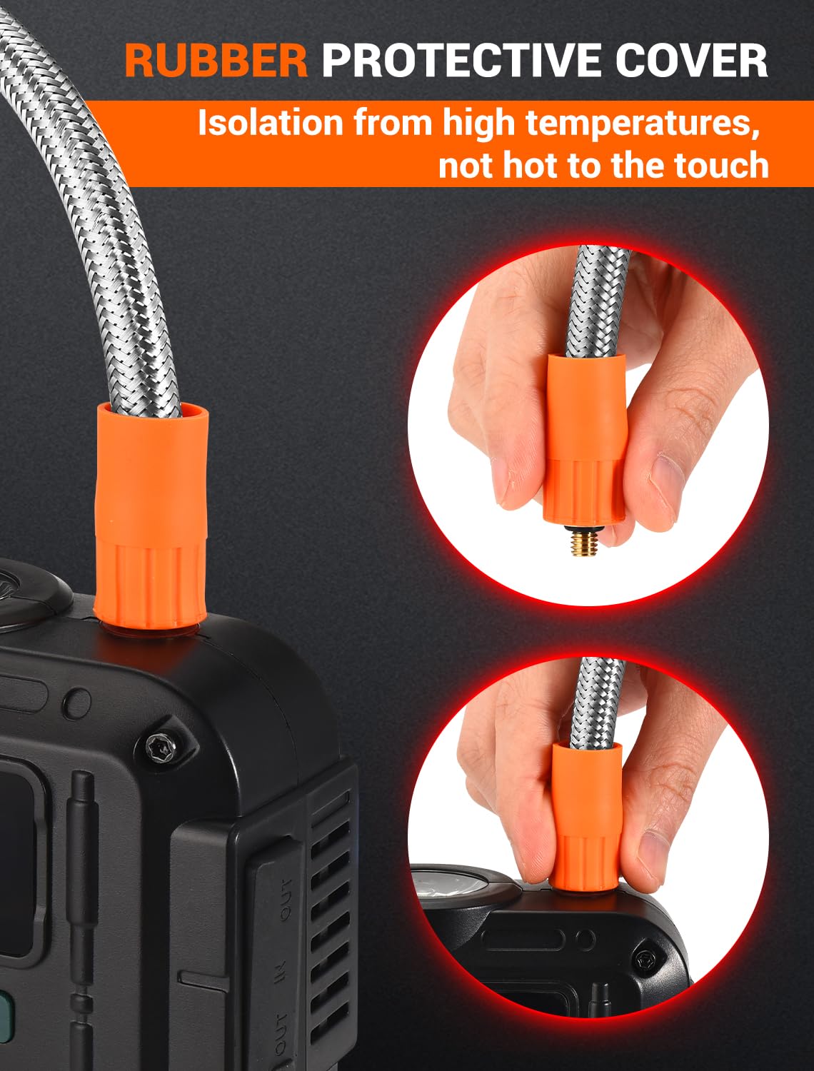 Quick Air Release Extention Replacement Hose for Portable Air Compressor, 1/4'' Thread Only Applicable to Certain Battery-Powered Portable Air Pumps. (24''/60cm)