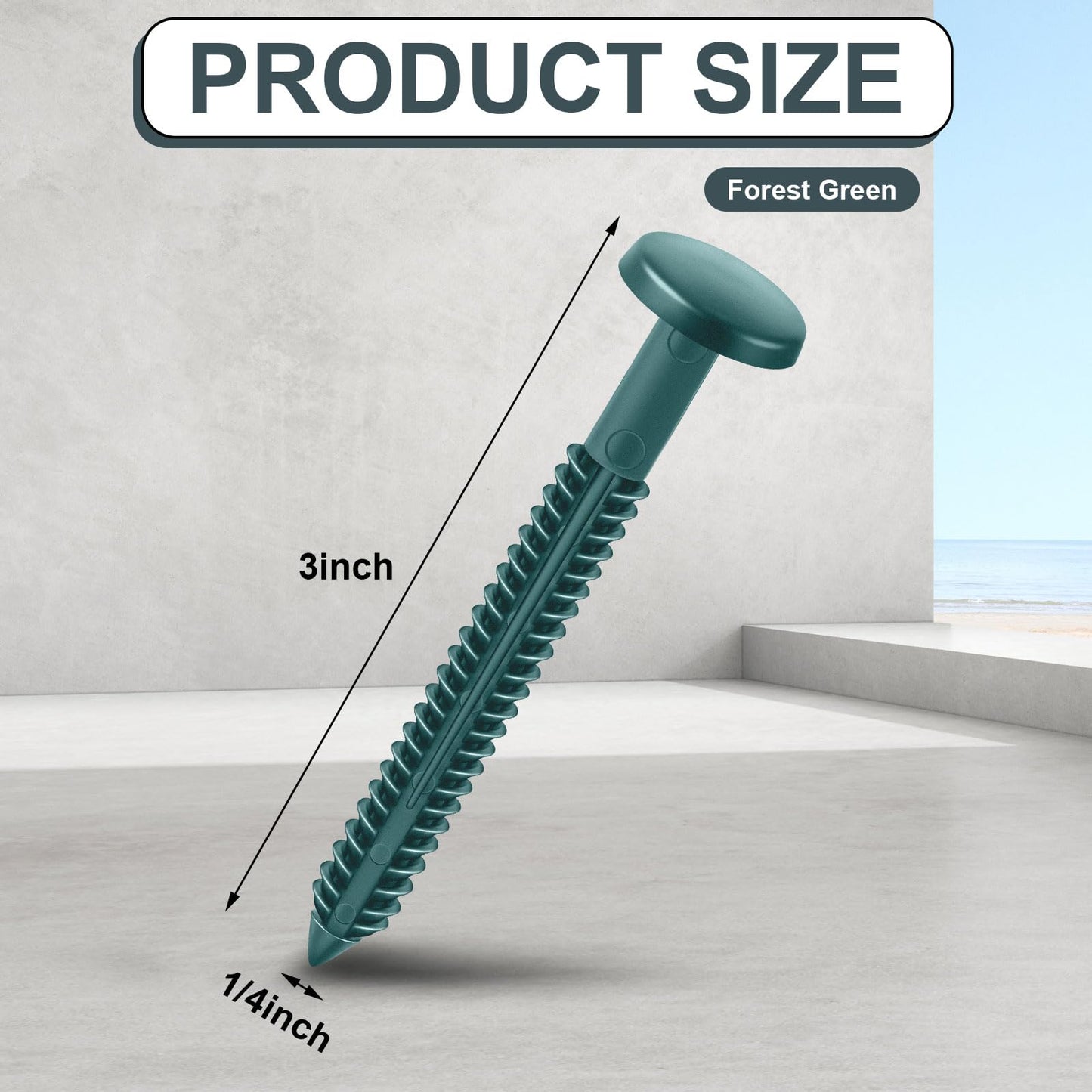 Blulu 18 Pcs 3 Inch Vinyl Shutter Fastener Window Panel Peg Lok Pin Pegs Screws Shutter Spikes Anchor (Forest Green)