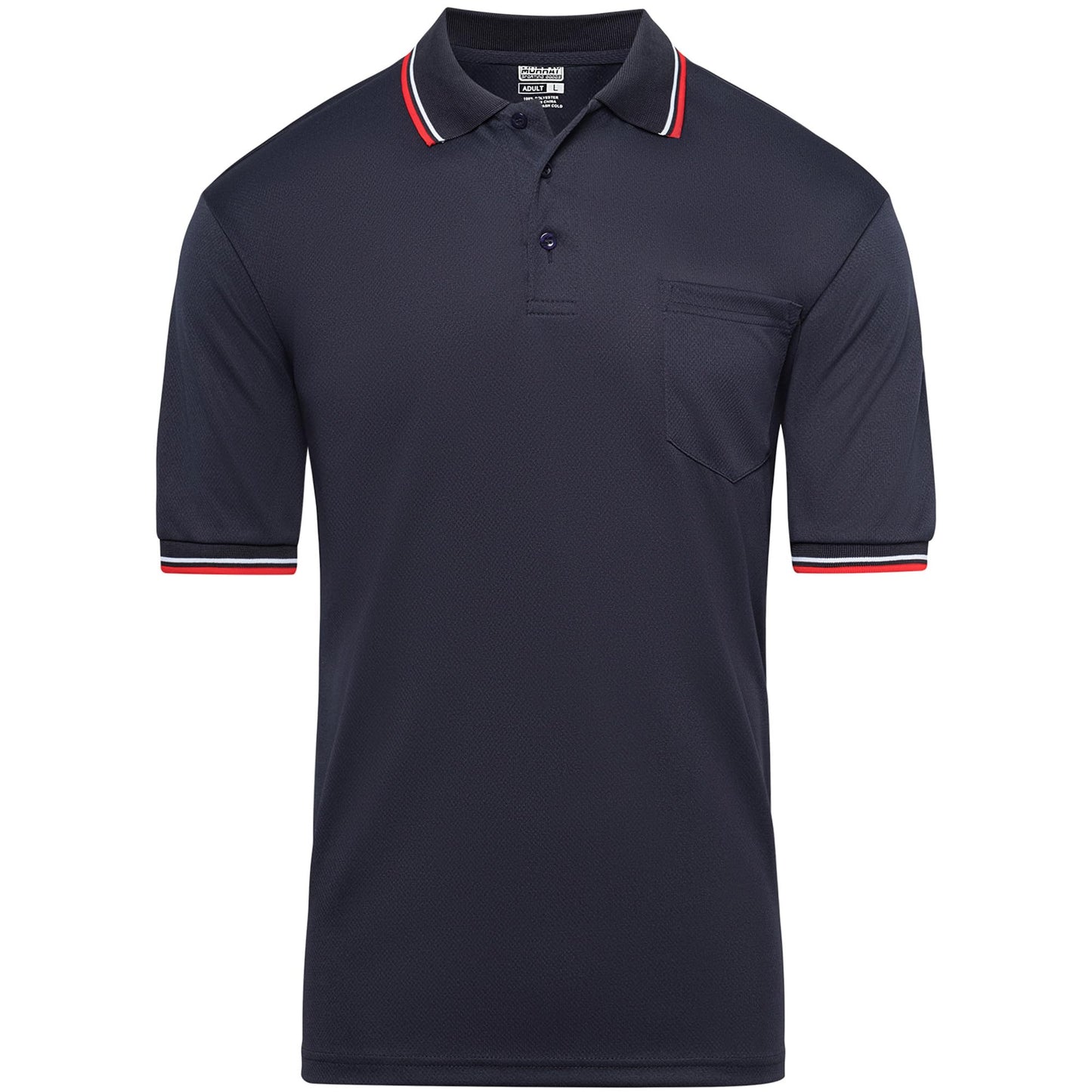 Murray Sporting Goods Short Sleeve Polo Baseball and Softball Umpire Shirt - Sized for Chest Protector (Navy Blue, XX-Large)