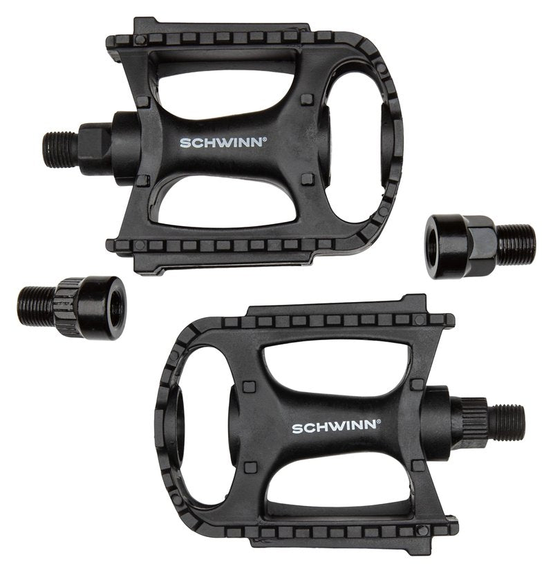 Schwinn Basic Composite Bike Pedals, Black, Set of 2, Lightweight, with Reflectors, Fits 1/2" or 9/16" Cranks, Molded Surface Pegs for Grip, Easy Installation, Replacement Bike Pedals