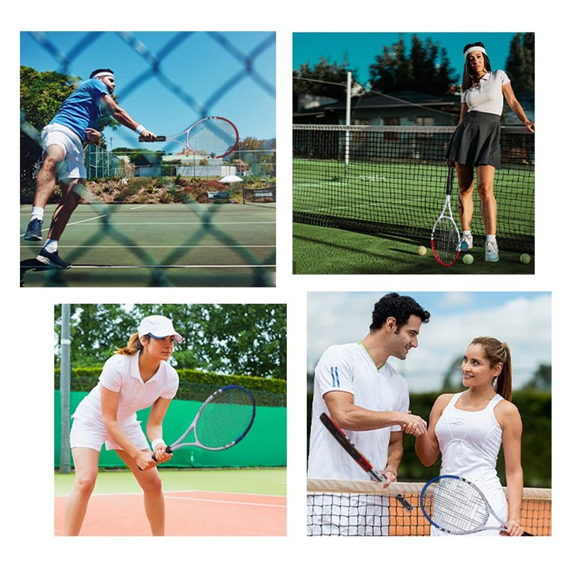 Tennis Racket Pre-Strung Lightweight 27 Inch Racquet Recreational Adult Rackets for Men Women Students Training Tennis Starter Kit with Balls,Carry Bag and Overgrips (Blue/White - 2 Rackets)