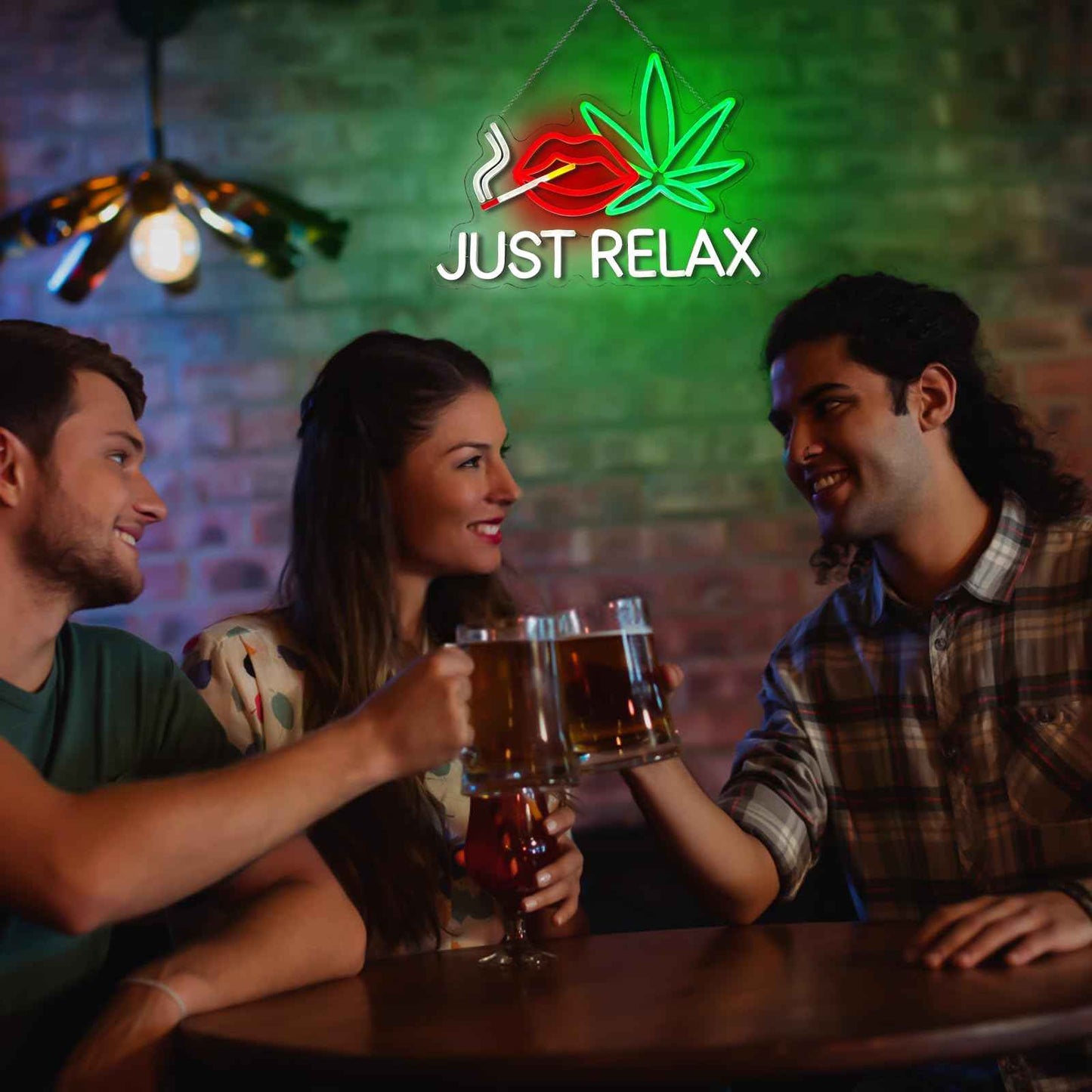 Neon Signs for Wall Decor Just Relax Neon Leaf Weed LED Lights for Bedroom Living Room Bar Game Room Hotel Birthday Party Restaurant Gift for Him Men Boyfriend Powered by USB