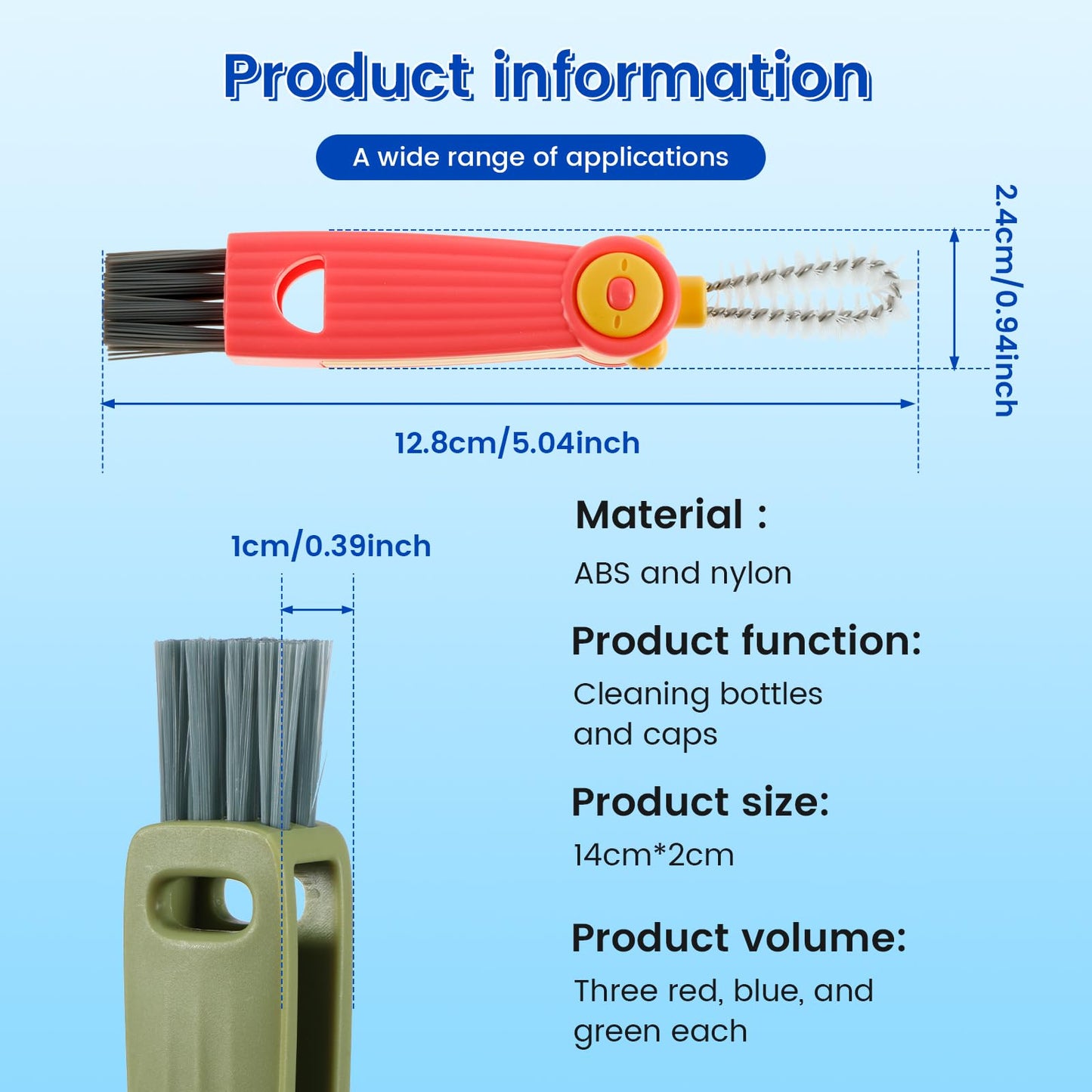 6Pcs Cup Lid Cleaning Brush Multifunctional Bottle Gap Cleaner Brush 180° Rotatable Cup Lid Gap Cleaning Brush Set Hangable Cup Crevice Cleaner Portable 3 Colors Cup Lid Cleaner for Bottle Cleaning