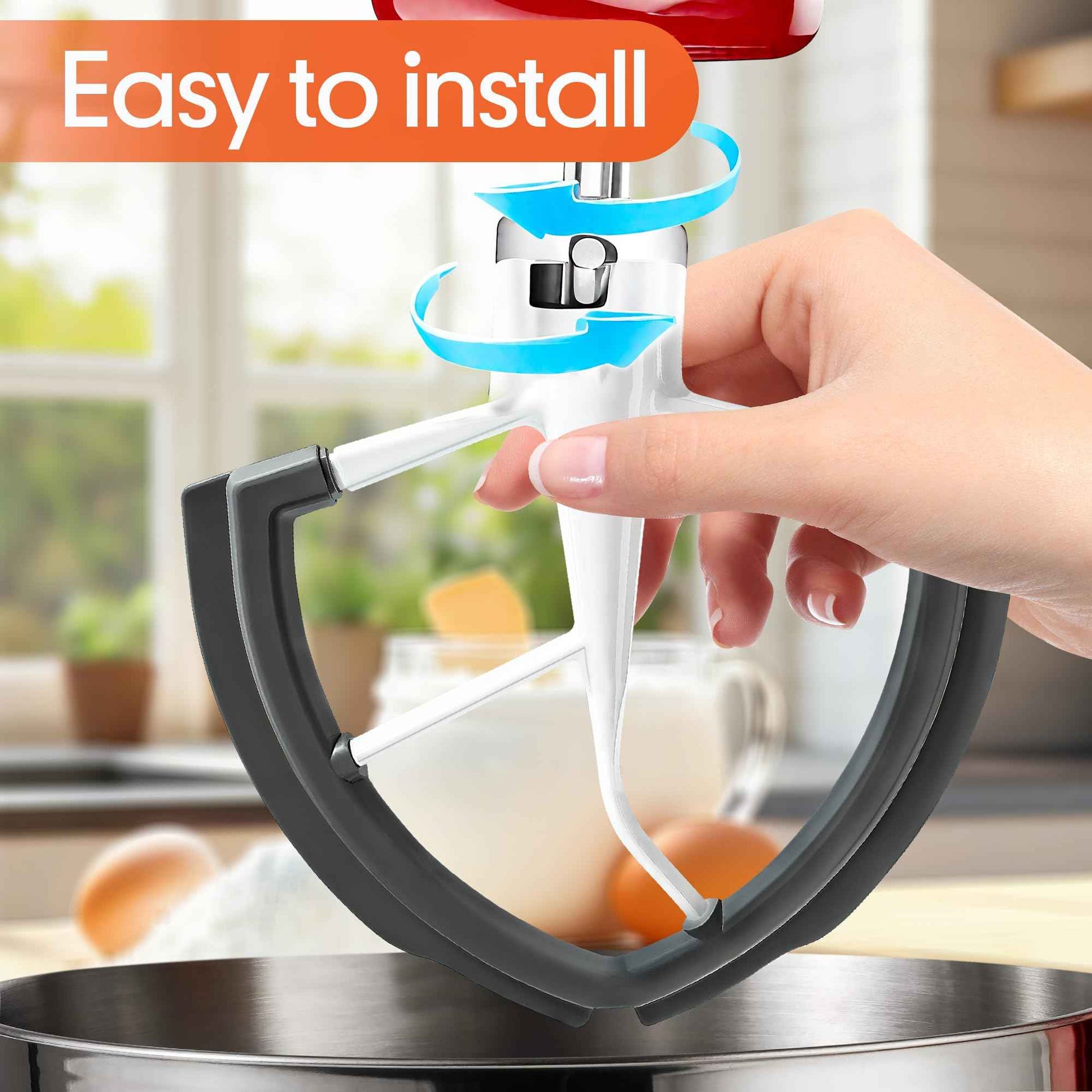 Flex Edge Beater for KitchenAid 6 Quart Bowl-Lift Mixers - Auto-Scrape Silicone Scraper Paddle Flexible Silicone Edges Bowl Scraper for Kitchen Aid Accessories and Attachmentsd – Dishwasher-Safe