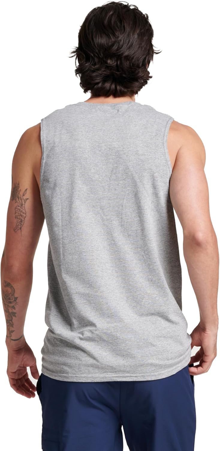 Russell Athletic Men's Sleeveless Muscle Shirts - Moisture-Wicking Cotton Blend, UPF 30+, Sizes S-4X