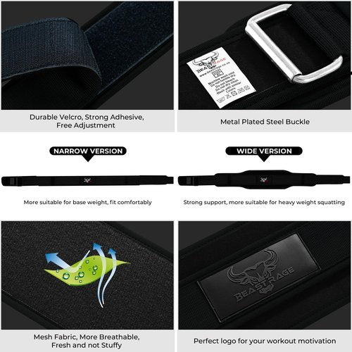 Weight Lifting Belt Double Strength 5.5 Padded Neoprene Back Gym Bodybuilding Deadlifts Lifting Exercise Fitness Workout Belts Men Women Lumbar Training Core Support (L, Black)