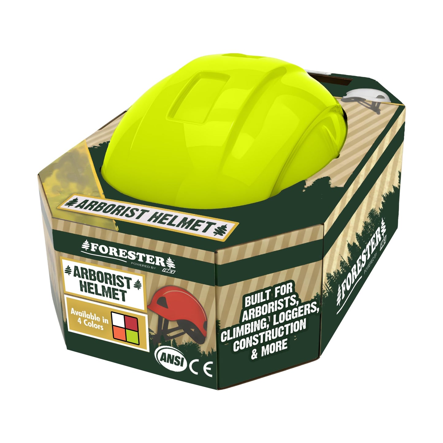 FORESTER Arborist Safety Helmet | ANSI Z89.1-2014 Certified, Class E & C | 6-Point Suspension Hard Hat | Forestry Helmet for Tree Climbing, Logging, Rescue | Green