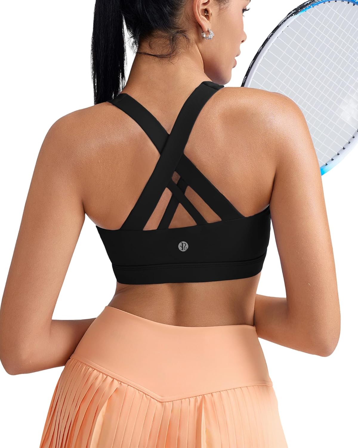RUNNING GIRL Sports Bras for Women - Padded Criss-Cross Back Design with Removable Cups for Medium Support