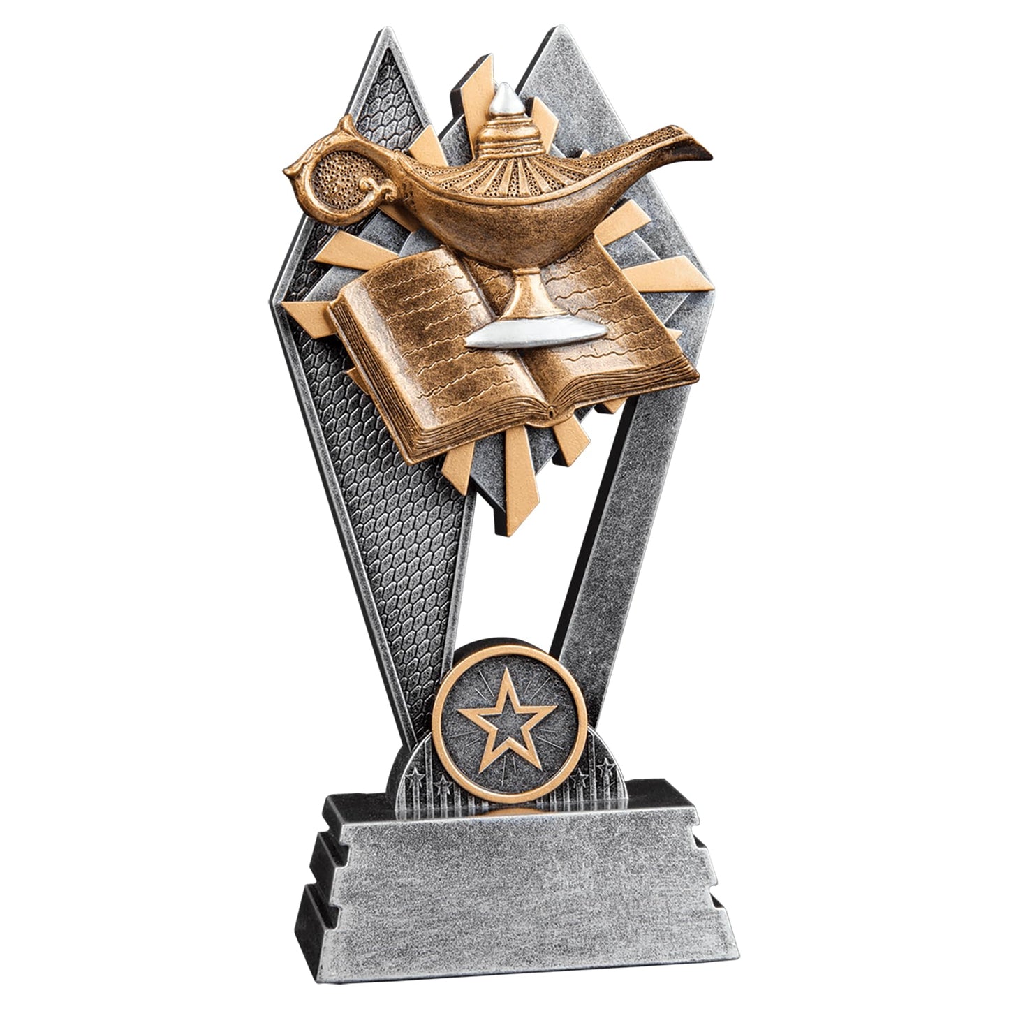 Express Medals 1 Pack of 7 Inch Tall Sun Ray Lamp of Knowledge Scholastic Book Trophy Awards Boys Girls Mens Women Youth Team Trophies Award Tournament Champion Winner Event Prize Gift SR109