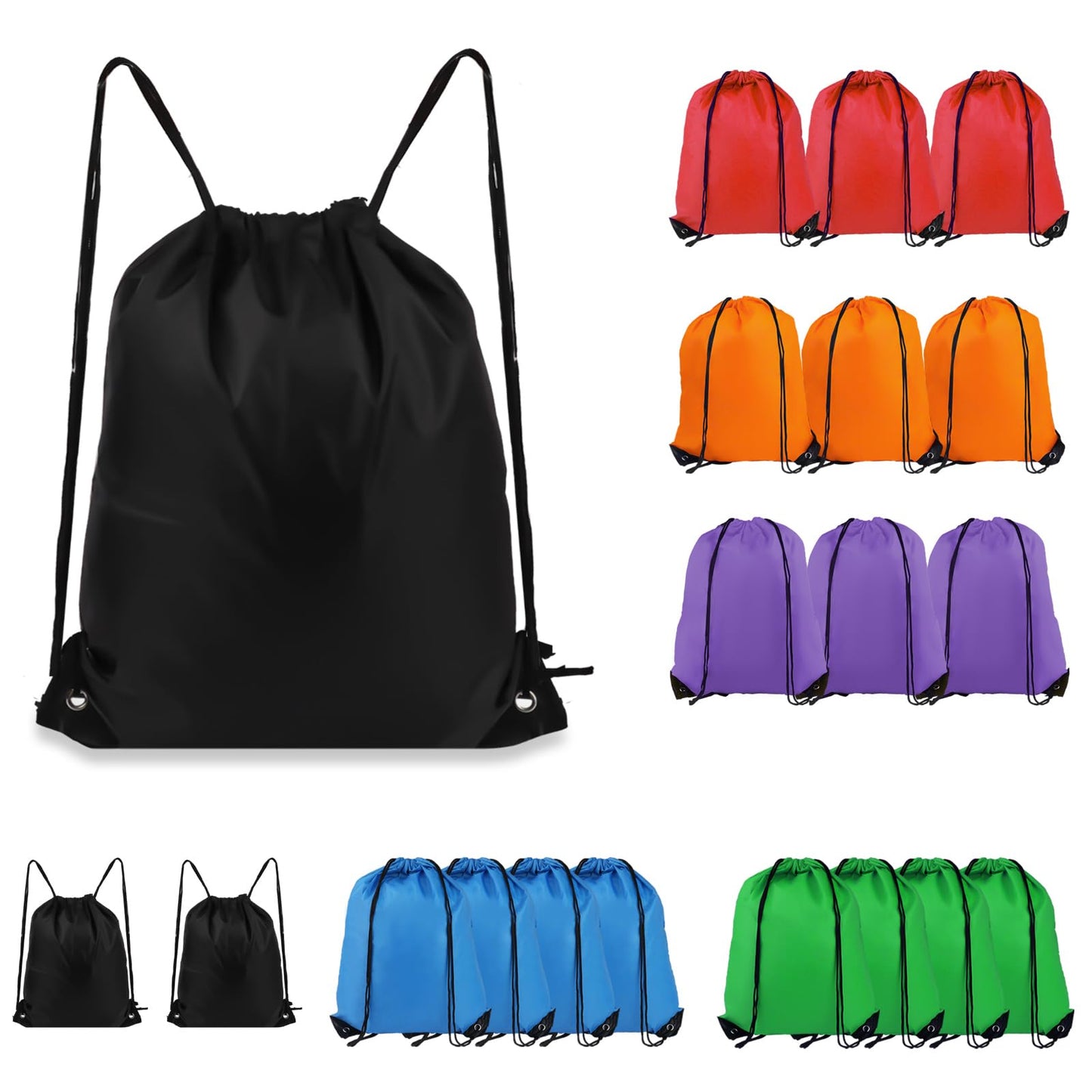 COIDEA Drawstring Backpack 6 Colors Drawstring Bags, Draw String Back Bag Drawstring Bags Bulk for Sports, Gym, Travel, Swimming, Beach Essential (20 PACK)