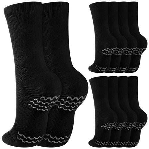 Twistover 4 Pairs Dance Non Slip Socks for Dancer Women Girls Ballet Dancing Socks with Spin Spot Compression Ankle Stockings(Black,Large)