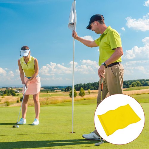 TIXIPEM Golf Flag with Tube Inserted [1pcs] - Nylon Putting Green Golf Target Flag Use for Indoor & Outdoor Courts & Practice Field - [Yellow - 20 IN]