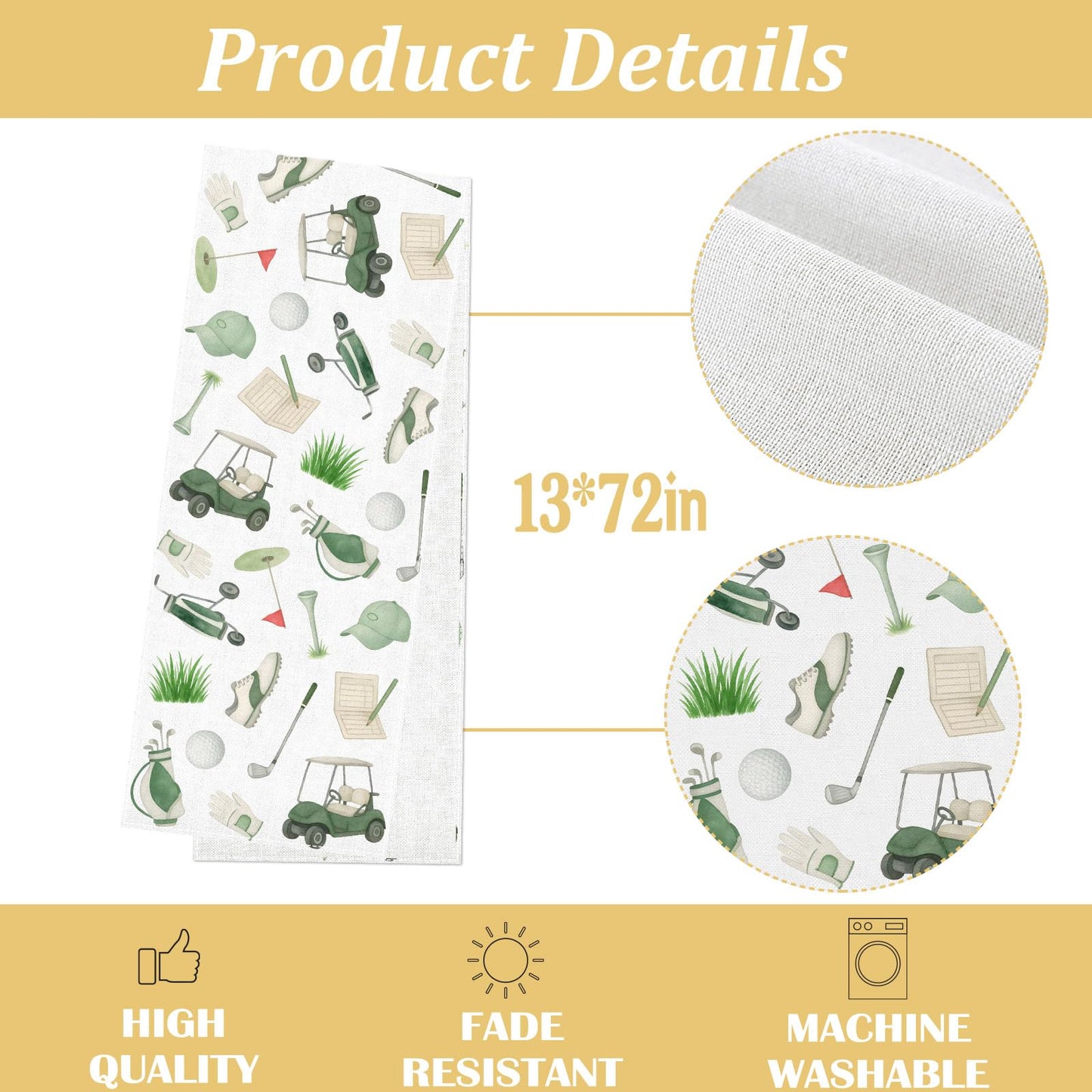 Heyfary Golf Party Decorations Let's Partee Table Runner Sports Ball Birthday Party Decoration Home Kitchen Dining Room Table Decor (13" x 72")