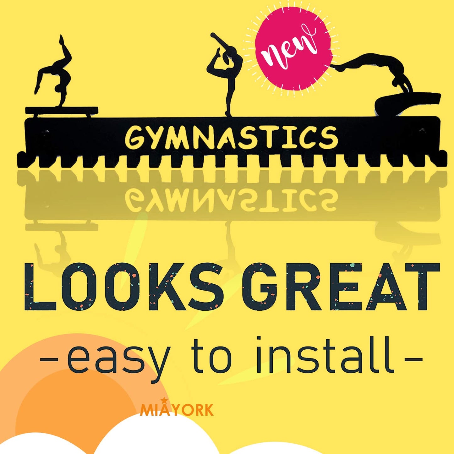 Miayork Gymnastics Medal Hanger Display - Sturdy Gymnastics Medal Display Easy to Install-Gymnastics Medal Holder Wall Hanger for Sports, Gymnastic Medal Hanger Display Gifts