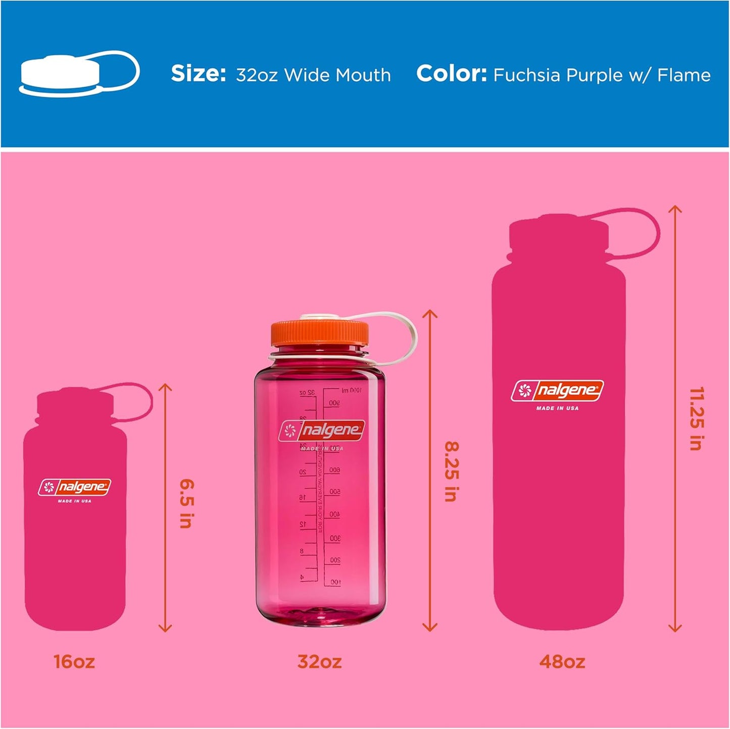 Nalgene 32 oz Wide Mouth Water Bottle - BPA-Free, Durable & Leak-Proof Design for Hiking, Gym & Travel