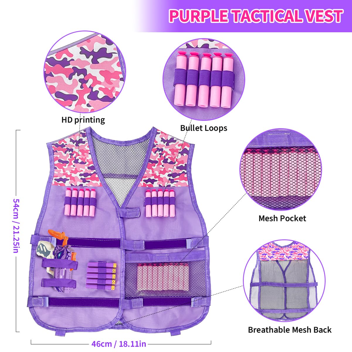 Kids Tactical Vest Kit for Nerf-Tactical Guns Vest Set for Girls Toys Gifts 8-12 Years Old -Easter Basket Stuffers Gifts for 6-10 Year Old Girls