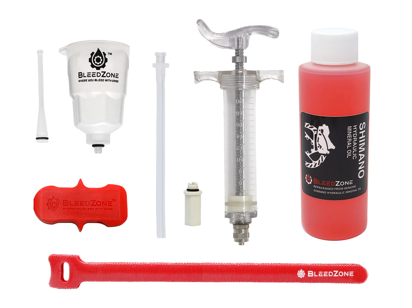 BleedZone - Bicycle Brake Bleed Kit Designed for Shimano Brake Bleed Kit, Road Gravel Brakes with Pro Syringe and 120ml Mineral Oil Brake Fluid, Built for Shimano Bicycle Hydraulic Brakes
