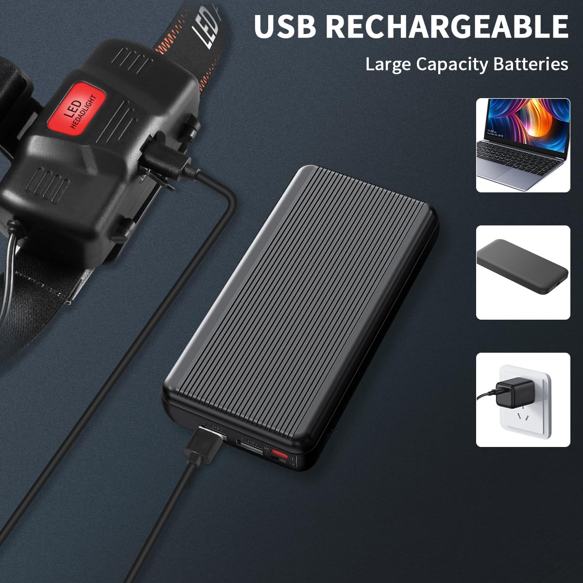 Staaricc Super Bright Aluminum Headlamp, Rechargeable Headlamp High Lumen, 90° Adjustable Focus Head Lights for Forehead, Head Lamps LED Rechargeable, Waterproof Headlamps for Adults Camping Hard Hat