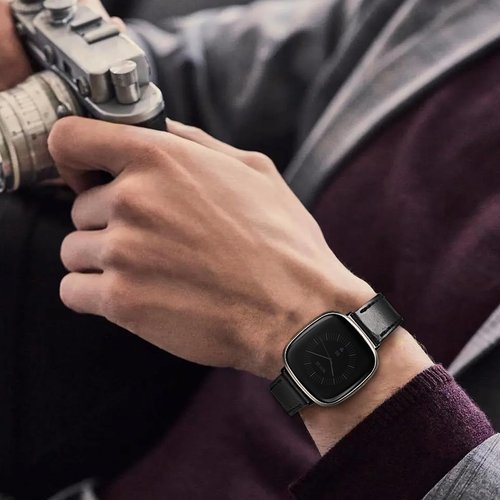 Genuine Horween Leather Black Watch Band Compatible with Fitbit Versa 3 / Versa 4 / Fitbit Sense 1 / Sense 2 for Men And Woman.