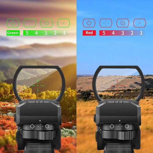 Beileshi Reflex Sight - Adjustable 4 Reticle Styles & 5 Brightness Settings | Red Green Dot with 20mm Rail Mount
