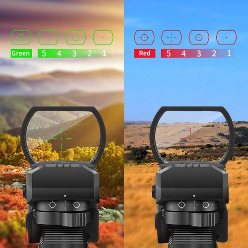 Beileshi Reflex Sight,Adjustable 4 Reticle Styles 5 Brightness Settings Red Green Dot Sight with 20mm Rail Mount