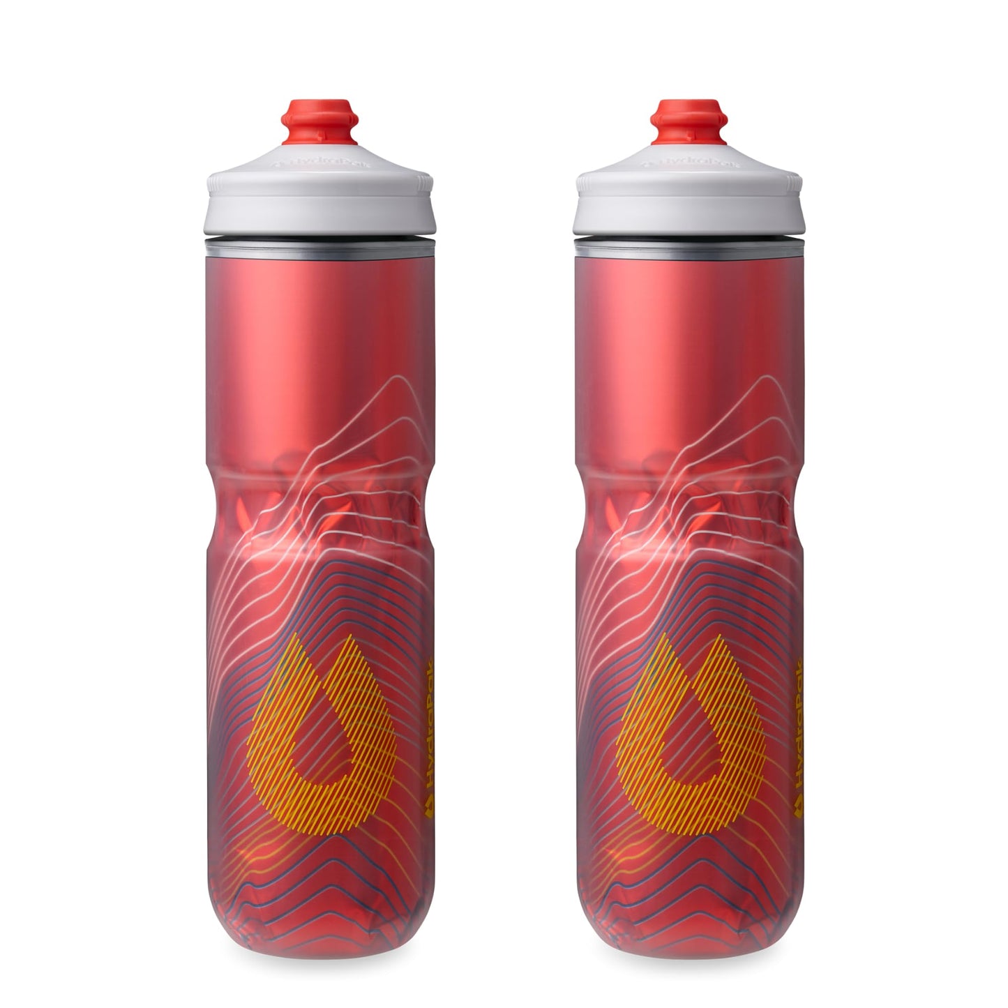 HydraPak | Polar Bottle - Polar Surge Insulated Bike Water Bottle 2-Pack - High Flow, Cycling & Sports Squeeze Bottle (Ascent Red, 700ml / 24oz)