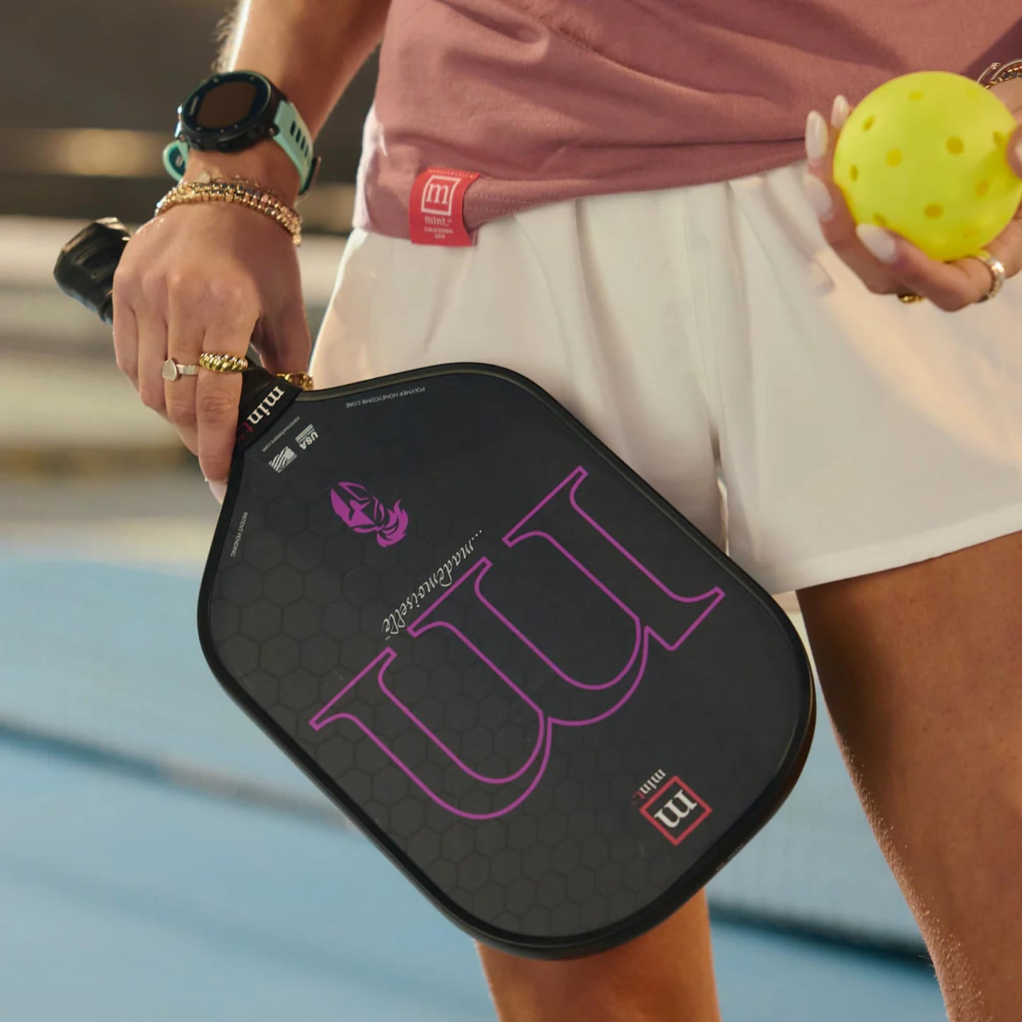 Mint Sport Mademoiselle Pickleball Paddle – T700 Carbon Fiber Pickleball Paddle with 16mm Polypropylene Core, Textured Spin Surface, TPE Edge Guard, USAPA Approved for Competitive Play