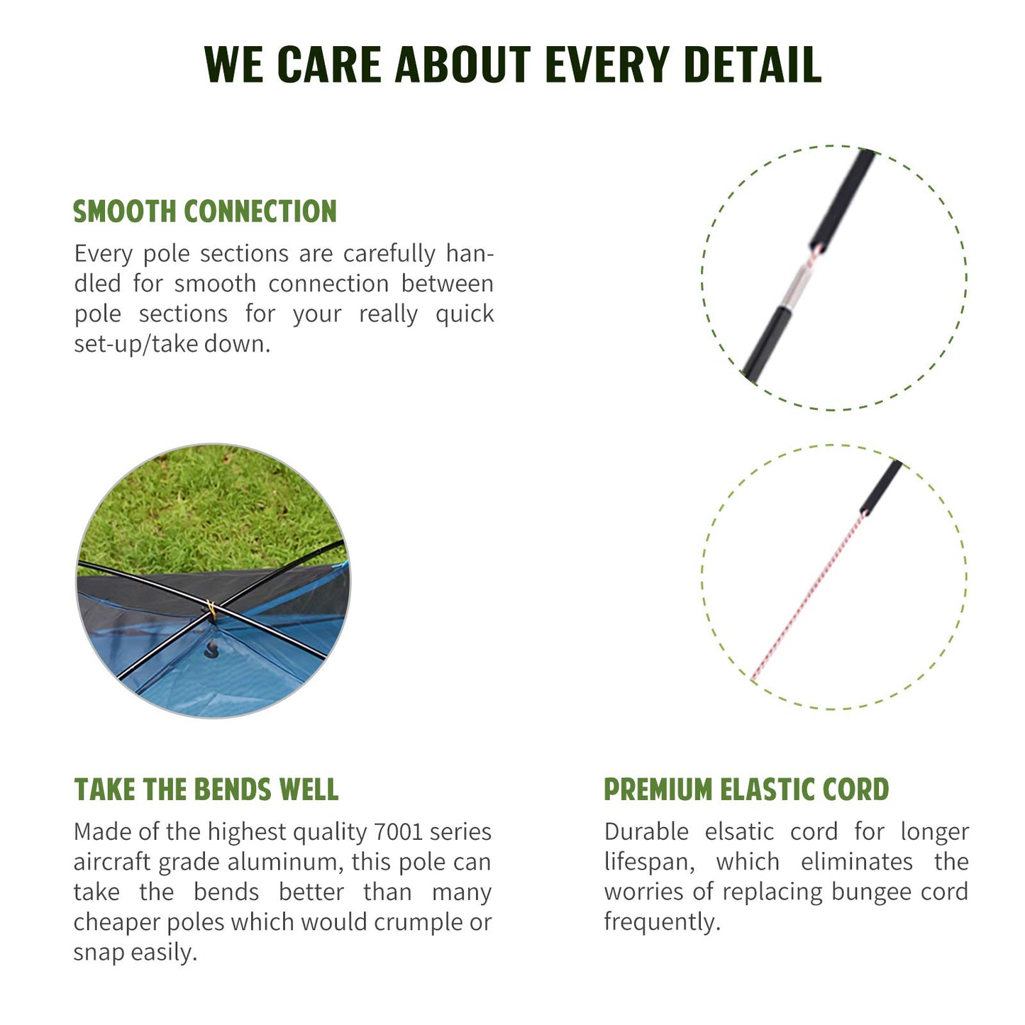 BRILLIANCE4U Pre-Assembled Aluminum Tent Pole 12ft 1.4in 8.5mm, Lightweight Tent Poles Replacement, 7001 T6 Heated Aluminum Alloy, Outer Dia. 0.33" 2 Poles Pack