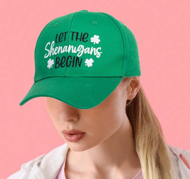 St. Patrick's Day Shamrocks Green Baseball Caps - Cotton Embroidery Lucky 3-Leaf-Clover Visor Dad Trucker Hats