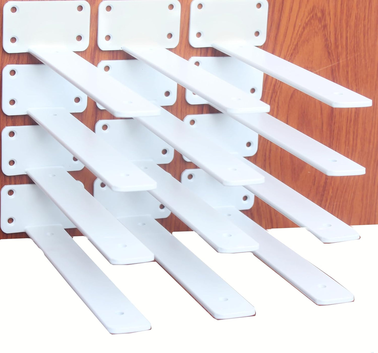 10-Inch Black Iron Floating Shelf Brackets - 12 Pack Rustic Industrial Support